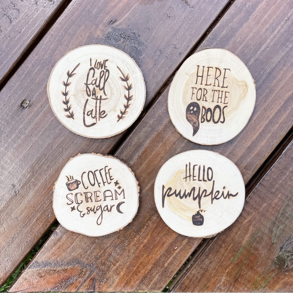 Spooky Season Wood Burned Coasters